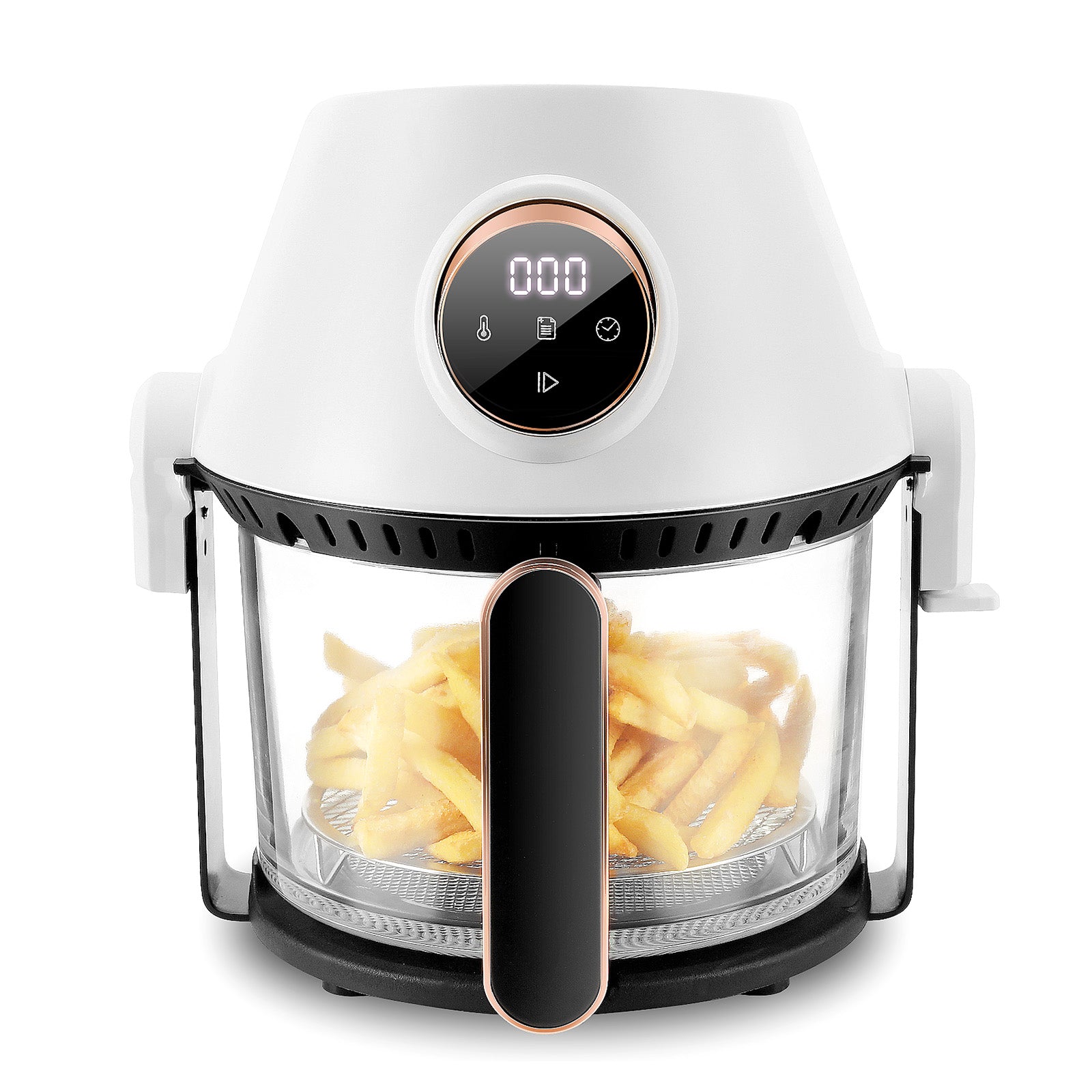 Air Fryer, Large 5 Quart Capacity, Air Fry, Roast, Broil, Bake, Reheat, Keep Warm, Pizza, Dehydrate White Aluminum,Plastic,Stainless Steel
