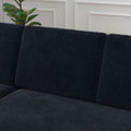 85 Inches Sofa Bed, 3 Seater Sleeper Sofa With Storage Chaise, Square Handrail With Pull And Copper Nail,Chenille, Pull Out Couch For Living Room Blue Chenille 3 Seat