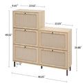 Rattan 5 Door Shoe Rack, Freestanding Modern Shoe Storage Cabinet, For Entryway Natural Mdf