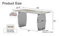 Modern Rectangular Dining Table, Imitation Marbled Rock Plate Table Top, Stainless Steel Table Legs, Suitable For Kitchen, Dining Room, Living Room 63 Inches * 31.4 Inches. Silver Sintered Stone