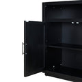 4 Door Classic Sideboard With Open Storage And Adjustable Shelves Perfect For Kitchens, Living Rooms Black Black Mdf