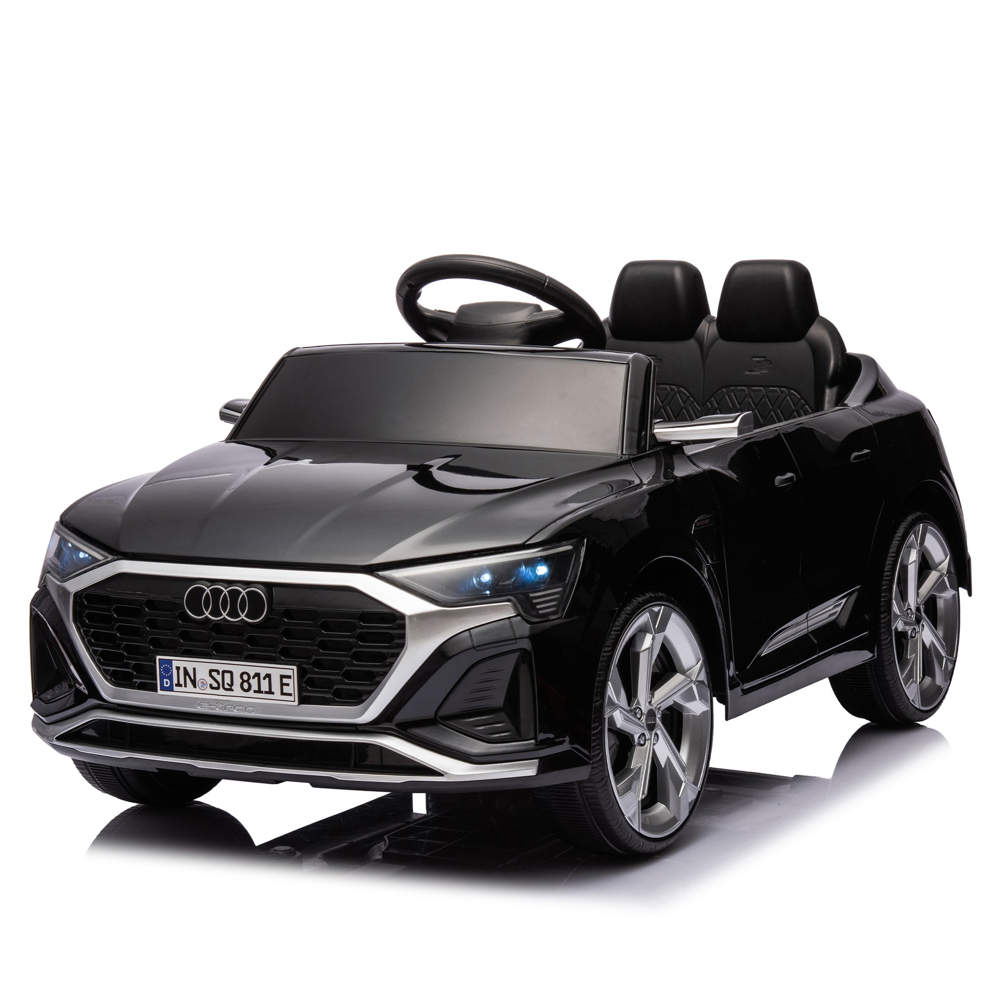 12V Kids Ride On Electric Car W Parents Remote Control,Licensed Audi Sq8 For Kids,Dual Drive,Suspension,Hanging Start,Three Speed Adjustable Music,Volume Control,Led Lights For Kids Aged 3 6. Black 50 99 Lbs Polypropylene