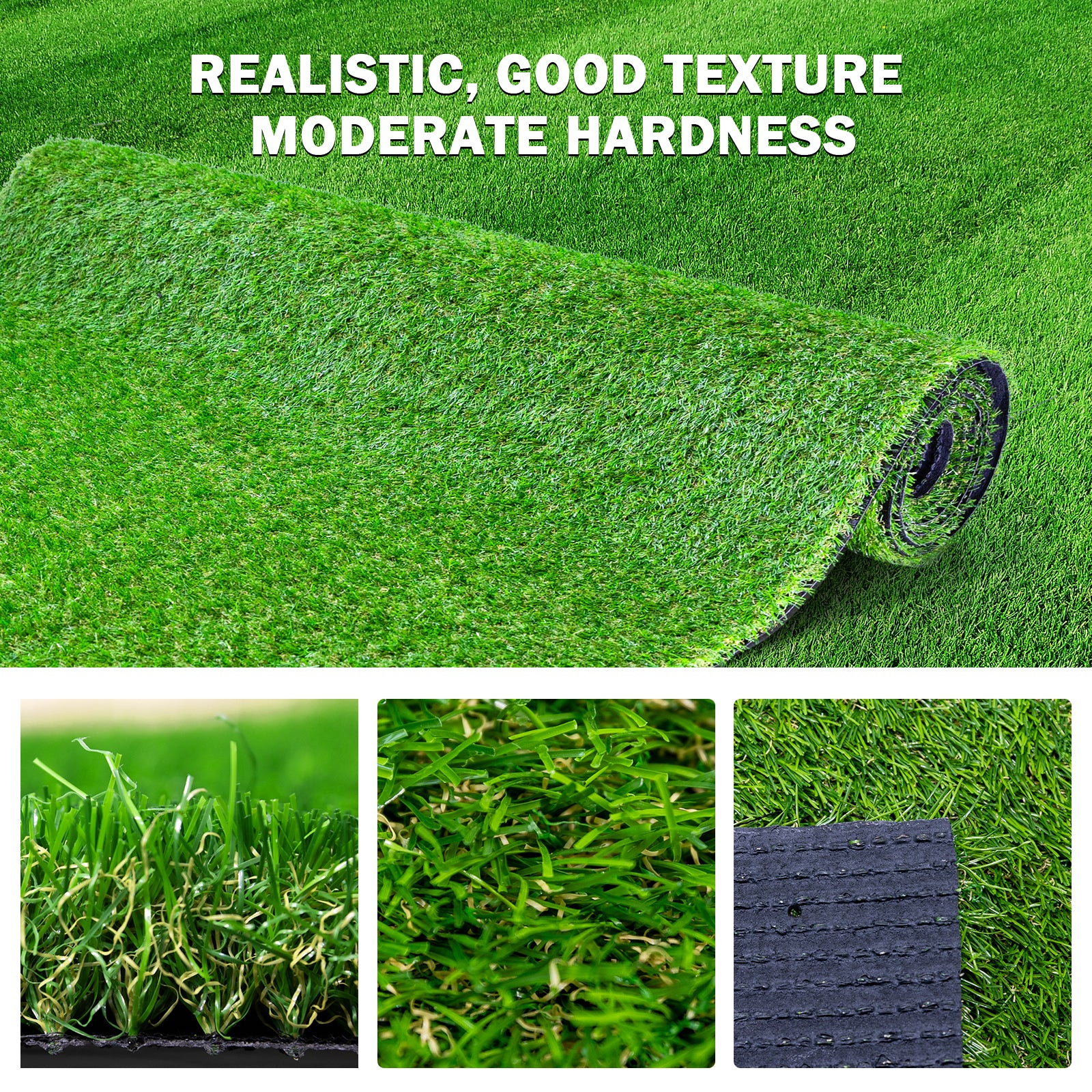 3Pack 3.3Ftx10Ft Artificial Grass Realistic Synthetic Thick Fake Faux Grass Rug Astroturf Carpet Landscape For Dogs Indoor Outdoor Garden Lawn Mat, With Drainage Holes Green Polypropylene