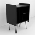 Four Compartment Record Rack With Usb Port Black Wood