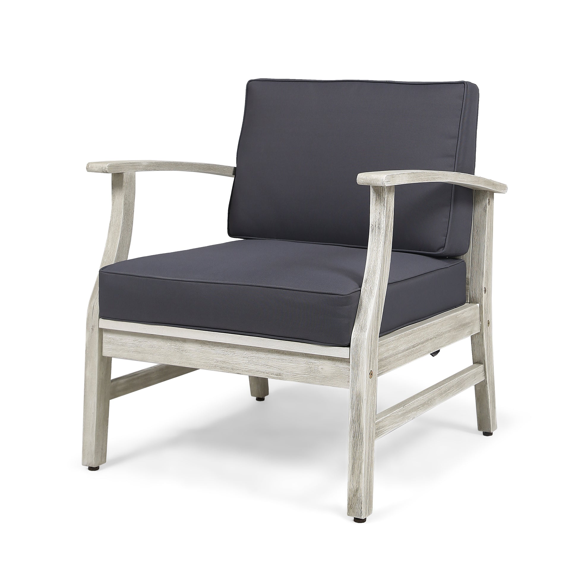 Perla Club Chairs Set Of 2, Light Grey Dark Gray Acacia Wood