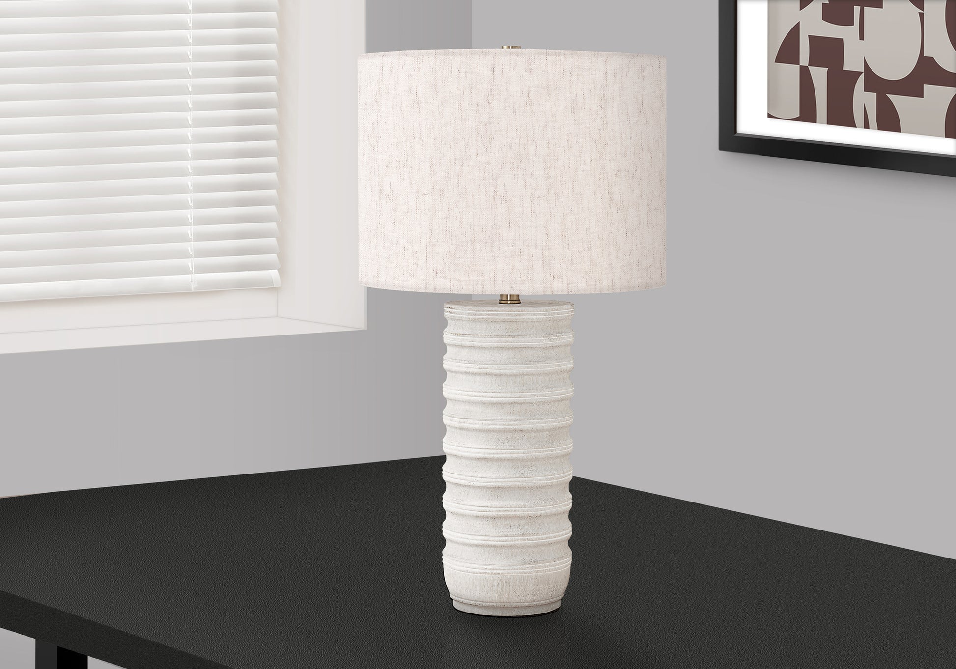 Lighting, 28"H, Table Lamp, Cream Resin, Ivory Cream Shade, Transitional Cream Polyresin