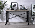 Oklarth Rustic Oak & Black Finish Writing Desk Black,Oak Metal,Synthetic Wood