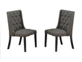 Modern Fabric Polyfiber Ash Black Tufted Set Of 2 Chairs Dining Seat Chair Rubber Wood Mdf Kitchen Dining Room Wingback Design Black Multi Brown Dining Room Foam Rectangular Classic,Contemporary,Modern Dining Chairs Birch Wing Back Set Of 2 Rubber Wood