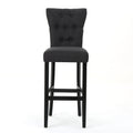 Barstool2Pcs Set Dark Grey Wood Fabric