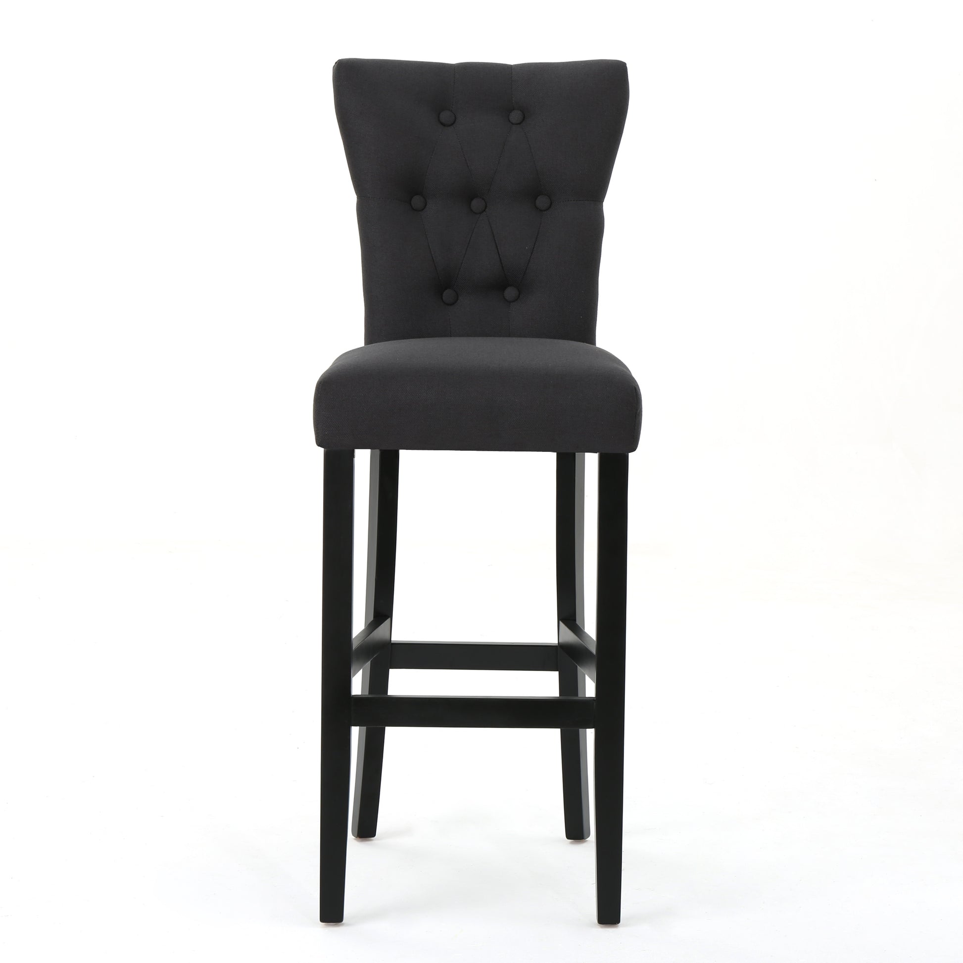 Barstool2Pcs Set Dark Grey Wood Fabric