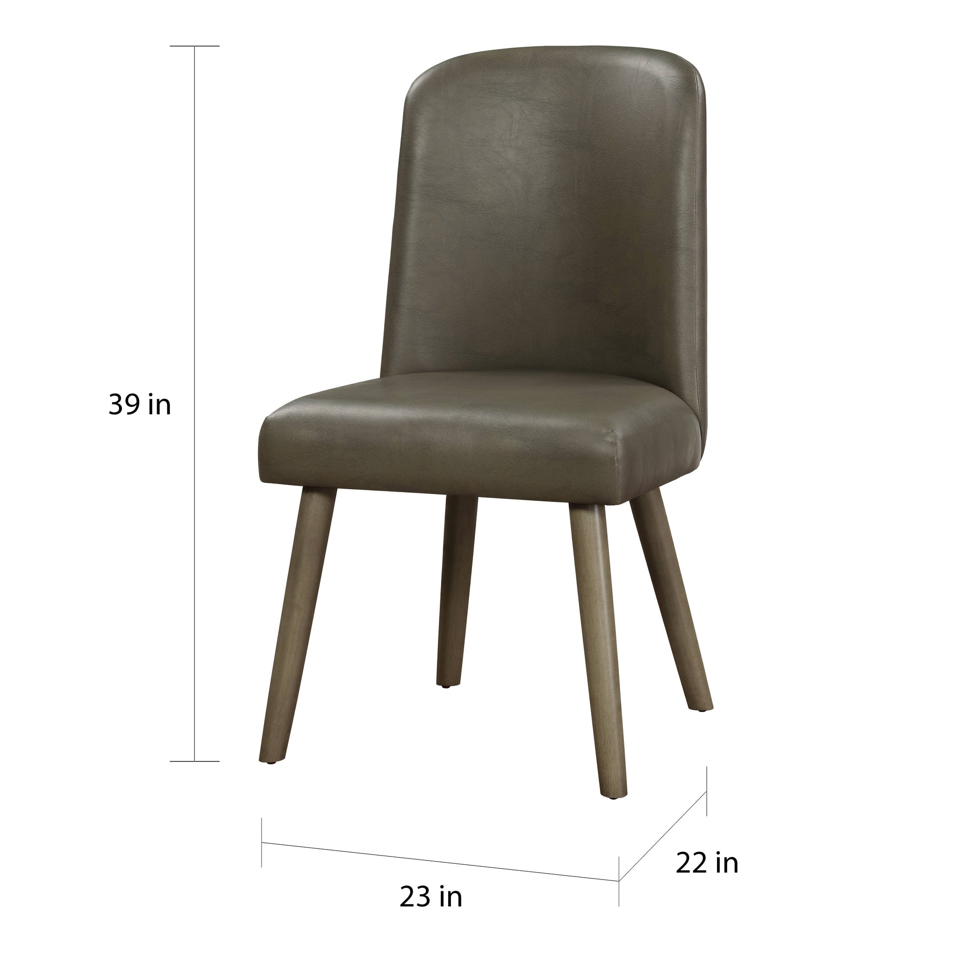 Waylon Gray Synthetic Leather & Gray Oak Finish Side Chair Set Of 2 Gray,Oak Faux Leather,Synthetic Wood
