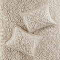 3 Piece Tufted Cotton Bedspread Set Taupe Full Queen Taupe Cotton