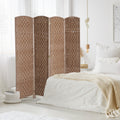 Homcom 6' Tall Wicker Weave 4 Panel Room Divider Privacy Screen Natural Natural Wood