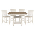 Antique White Finish And Brown Counter Height Table With Bottom Storage 1Pc Farmhouse Style Dining Kitchen Wooden Furniture Antique White,Brown Seats 4 Dining Room Farmhouse Kitchen & Dining Tables Square Wood