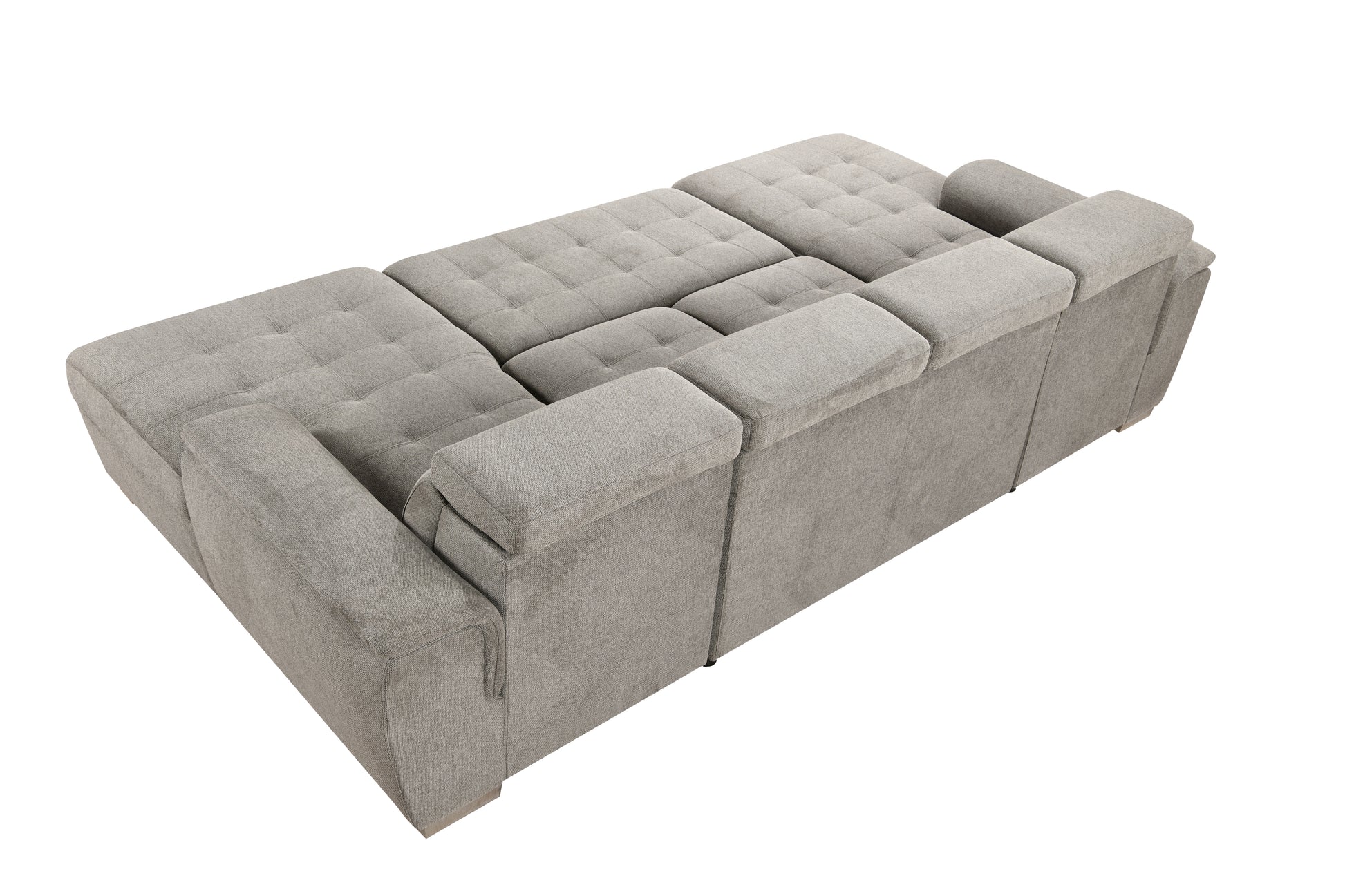 U Shaped Sleeper Sofa, 121 Inch Overisze 2 In 1 Pull Out Bed, Sectional Sleeper Sofa With Double Storage Chaise For Living Room Furniture, Light Gray Light Brown Wood Primary Living Space Medium Duty Eucalyptus 6 Seat Light Gray Polyester Soft Pillow