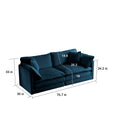 Armless Deep Seat 2 Seater Chenille Fabric Sofa To Combine With Alternative Arms And Single Armless Sofablue Chenille Blue Chenille 2 Seat