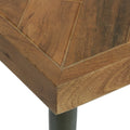 Parquet Side Table Honey Wood Metal