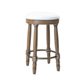 Barstools Set Of 2, 360 Degree Swivel, Accent Wooden Swivel Seat Counter Height Bar Stool,White Fabric Cushioned Seat, Bar Stool Perfect For Dining & Living Room With Light Brown,Natural Height 26