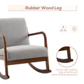 Homcom Upholstered Rocking Armchair With Wood Base And Linen Fabric Padded Seat For Living Room, Grey Grey Linen