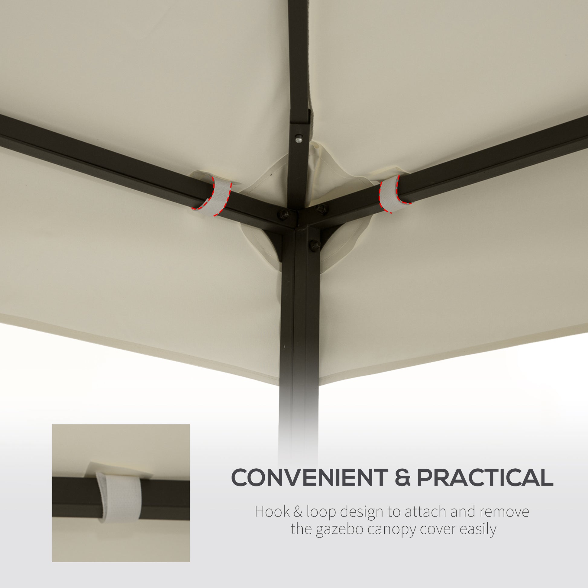 Outsunny 9.8' X 9.8' Gazebo Replacement Canopy, 2 Tier Top Uv Cover For 9.84' X 9.84' Outdoor Gazebo Models 01 0153 & 100100 076, Cream White Top Only White Polyester