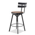 Metal Chair With Wooden Seat Set Of 2 Black Metal & Wood