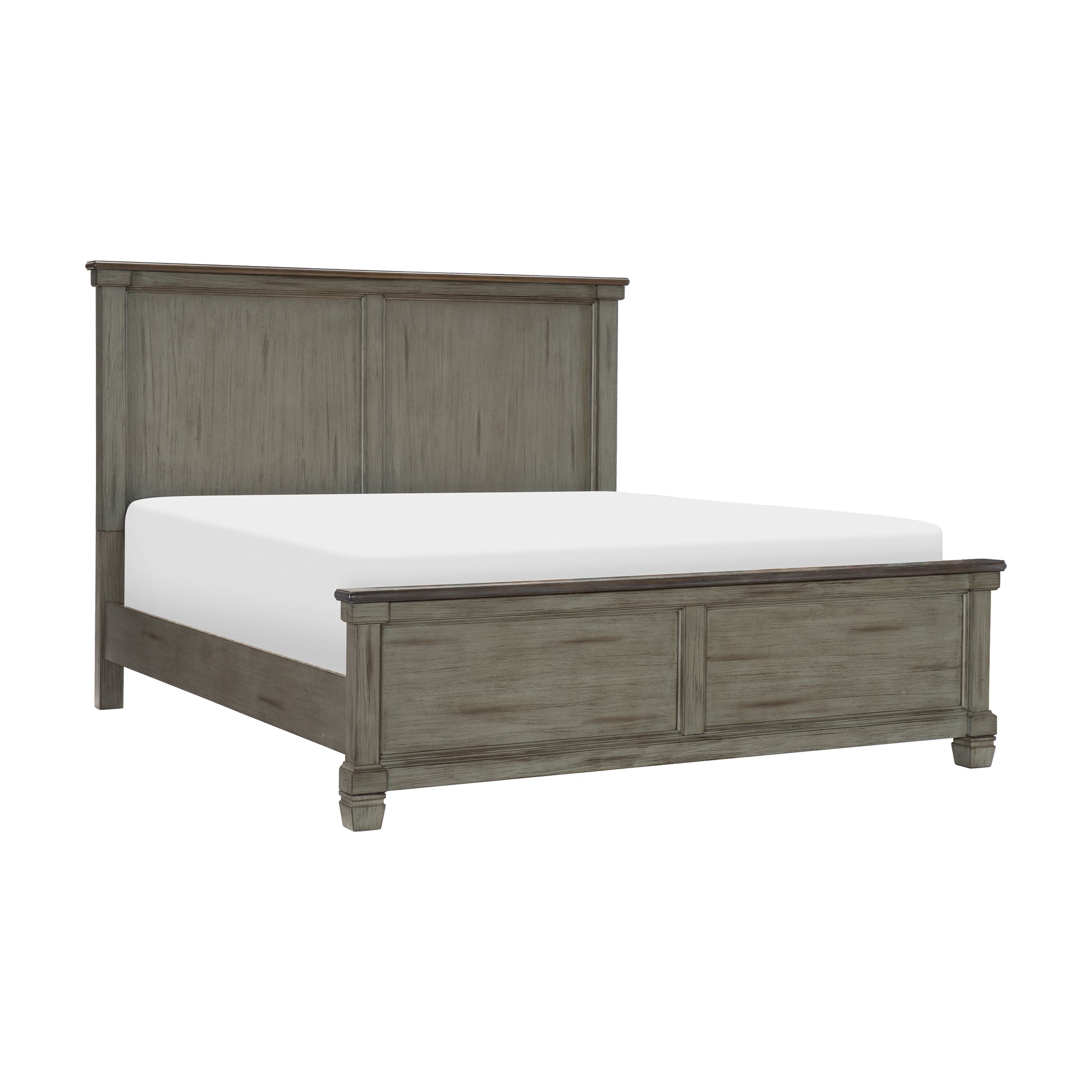 2 Tone Finish Transitional Rustic Style Bedroom Furniture 1Pc Queen Bed Antique Gray And Coffee Box Spring Required Queen Antique Gray,Coffee Wood Bedroom Rustic,Transitional Panel Wood