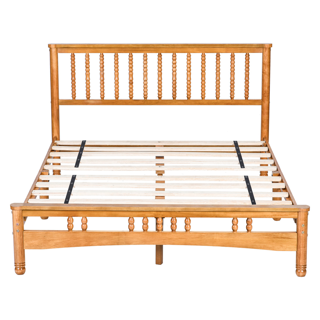Queen Size Elegant Style Wooden Platform Bed Frame With Headboard,No Need Box Spring,Easy Assembly Queen Oak Rubber Wood