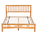 Queen Size Elegant Style Wooden Platform Bed Frame With Headboard,No Need Box Spring,Easy Assembly Queen Oak Rubber Wood