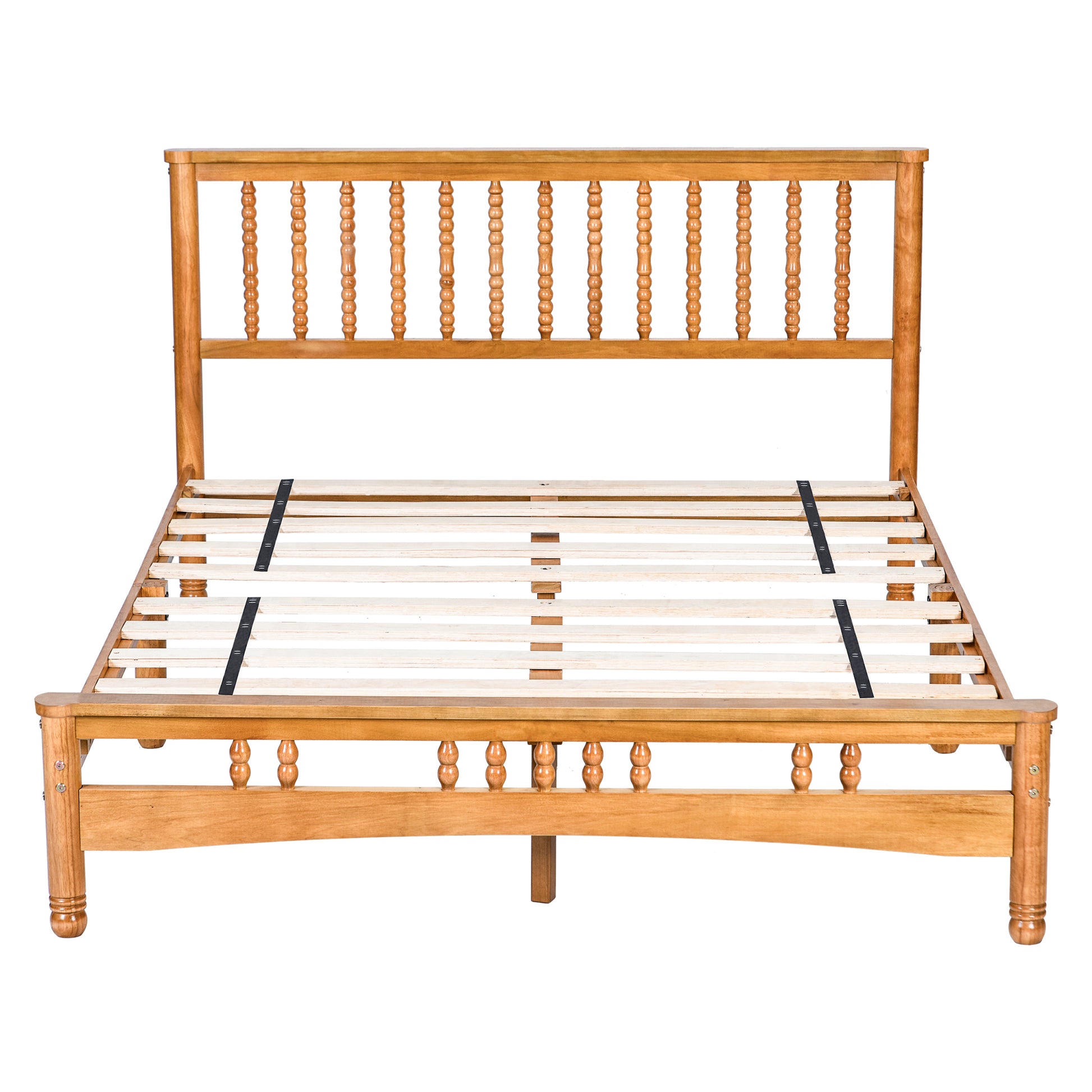 Queen Size Elegant Style Wooden Platform Bed Frame With Headboard,No Need Box Spring,Easy Assembly Queen Oak Rubber Wood