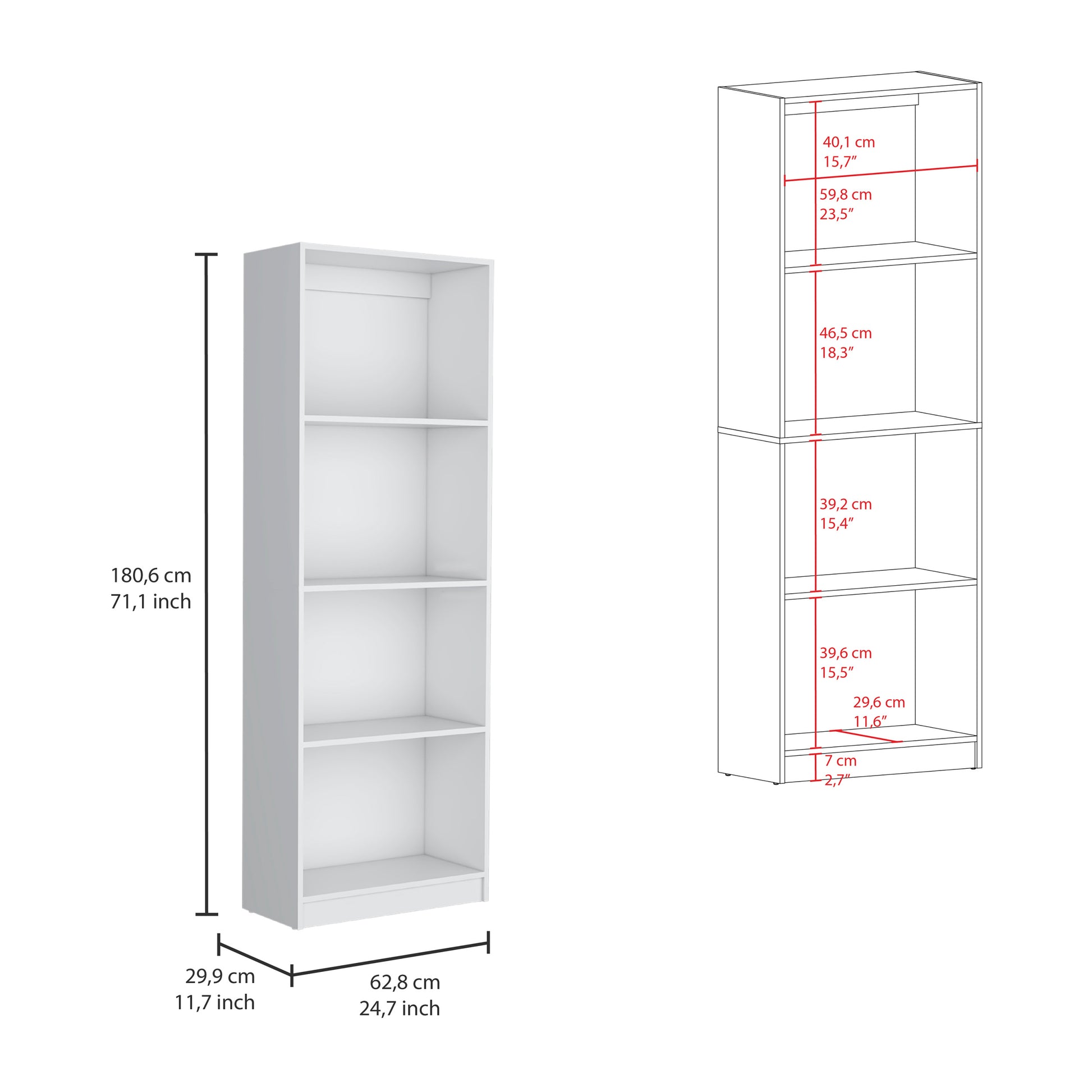 Hialeah 3 Piece Home Bookcase Set, 74" Wide With 10 Shelves And Two Double Door Cabinetliving Room Set White Freestanding White Office Open Storage Space Modern Particle Board