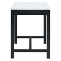 3 Piece Modern Faux Marble Versatile Bar Table Set With Storage Drawers And Padded Stools, Ideal For Space Saving Dining Nooks Or Small Kitchens Black Black Solid Wood Mdf