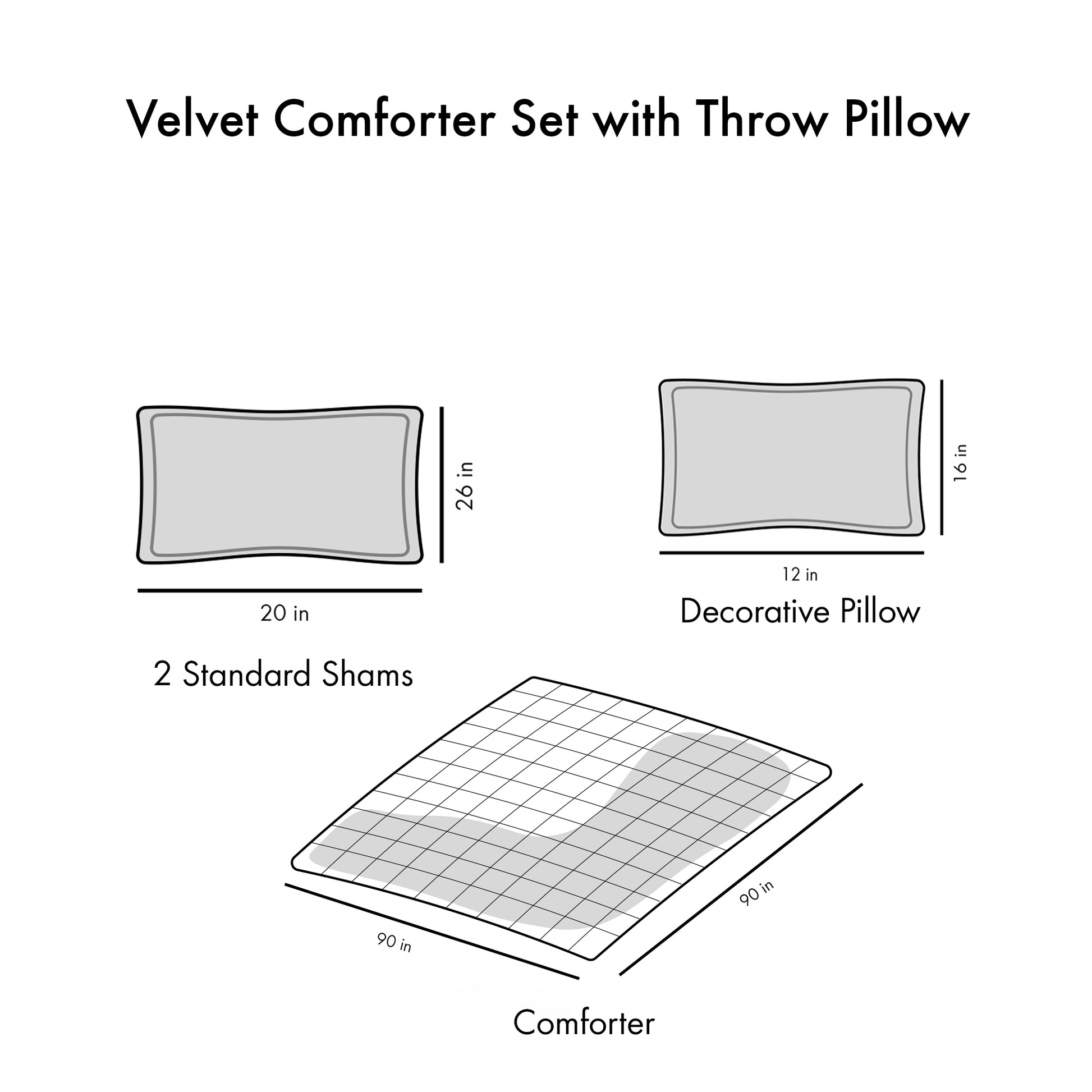 Velvet Comforter Set Full Grey Polyester