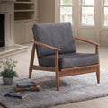 Charcoal And Brown Accent Chair With Removable Cushion Brown Grey Primary Living Space Modern Wood Fabric