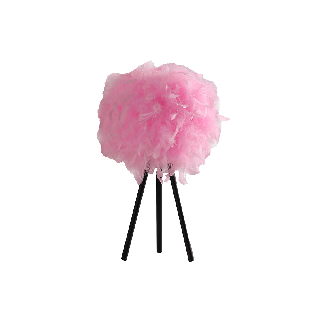 20.5" In Hot Pink Feather Shade Tripod Modern Metal Table Lamp Pink Polyester