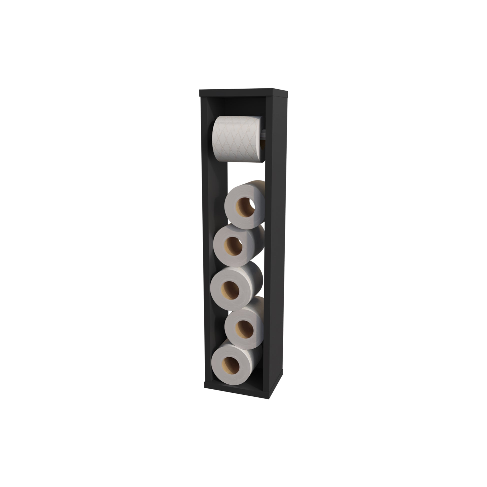 Supai Toilet Paper Holder In Melamine, Black Black Particle Board Melamine