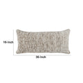 16 X 36 Accent Lumbar Throw Pillow, High Low Texture, Woven Fabric, Ivory Ivory Fabric