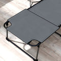 Outsunny 2 Piece Folding Chaise Lounge With 5 Level Reclining Back, Outdoor Tanning Chair With Reading Face Hole, Outdoor Lounge Chair With Side Pocket & Headrest For Beach, Yard, Patio, Gray Gray Steel