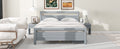 Queen Size Wooden Platform Bed With 2 Storage Drawers And 2 Bedside Tables, Gray Queen Gray Pine