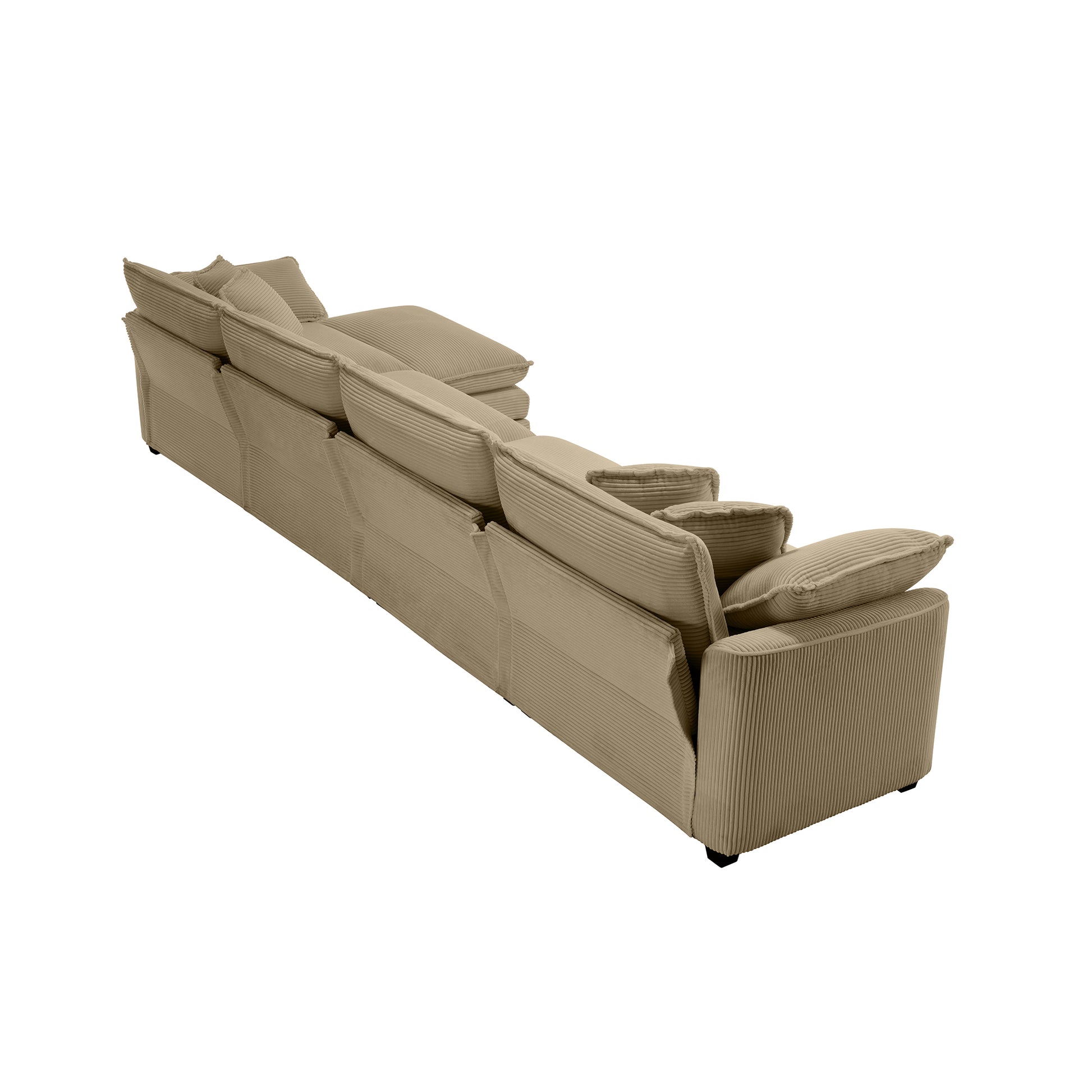 Corduroy Sofa Modern Upholstered 4 Seater With With 1 Footstool Corduroy Fabric Sofaoffice Living Room Apartment Comfort Sofa, Easy To Assemble With 2 Arm Pillows And 4 Throw Pillows Tan Corduroy 4 Seat