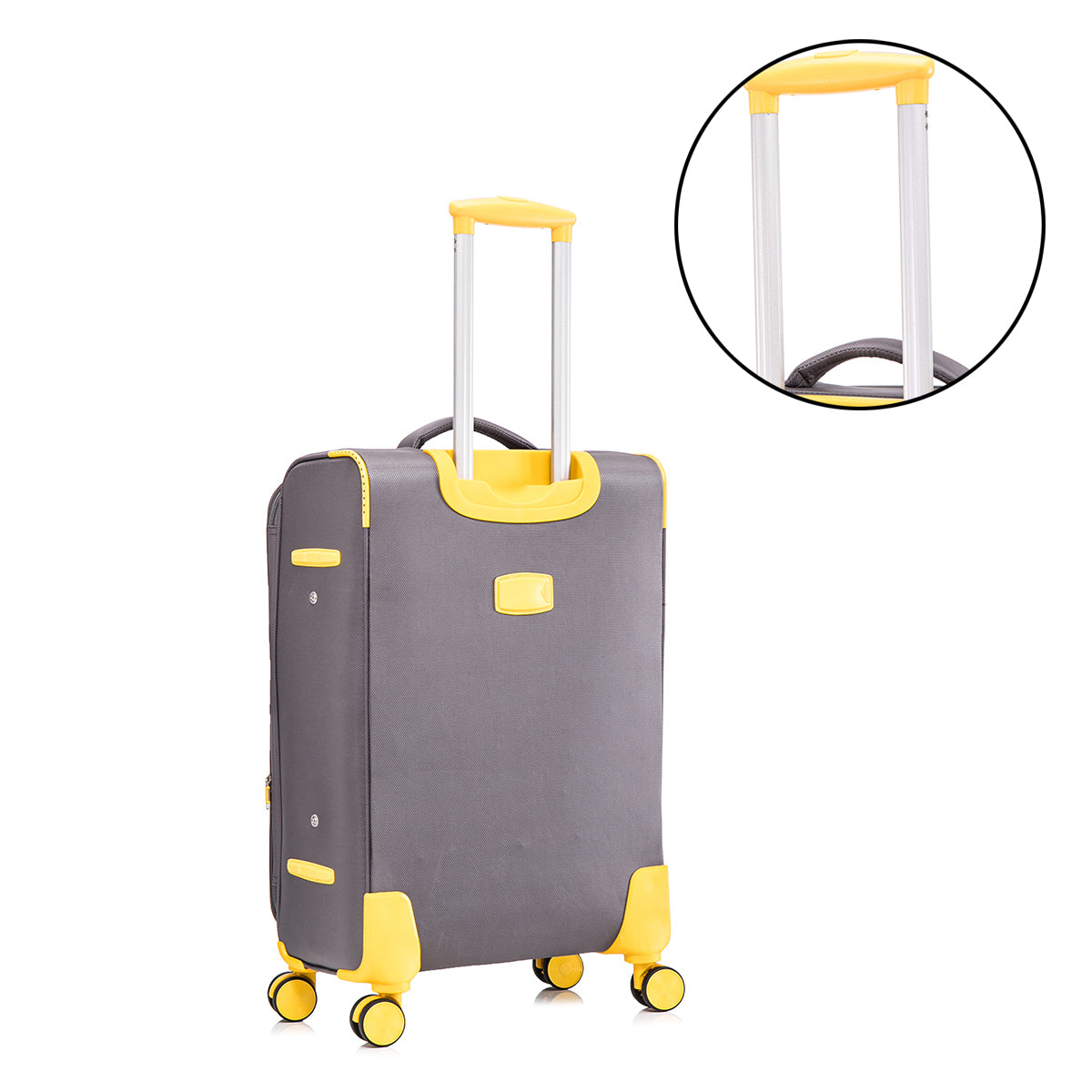 Four Piece Fabric Luggage Set, Expandable Suitcase For Travel, School And Business Trip 20 24 28 32In Yellow Grey Fabric