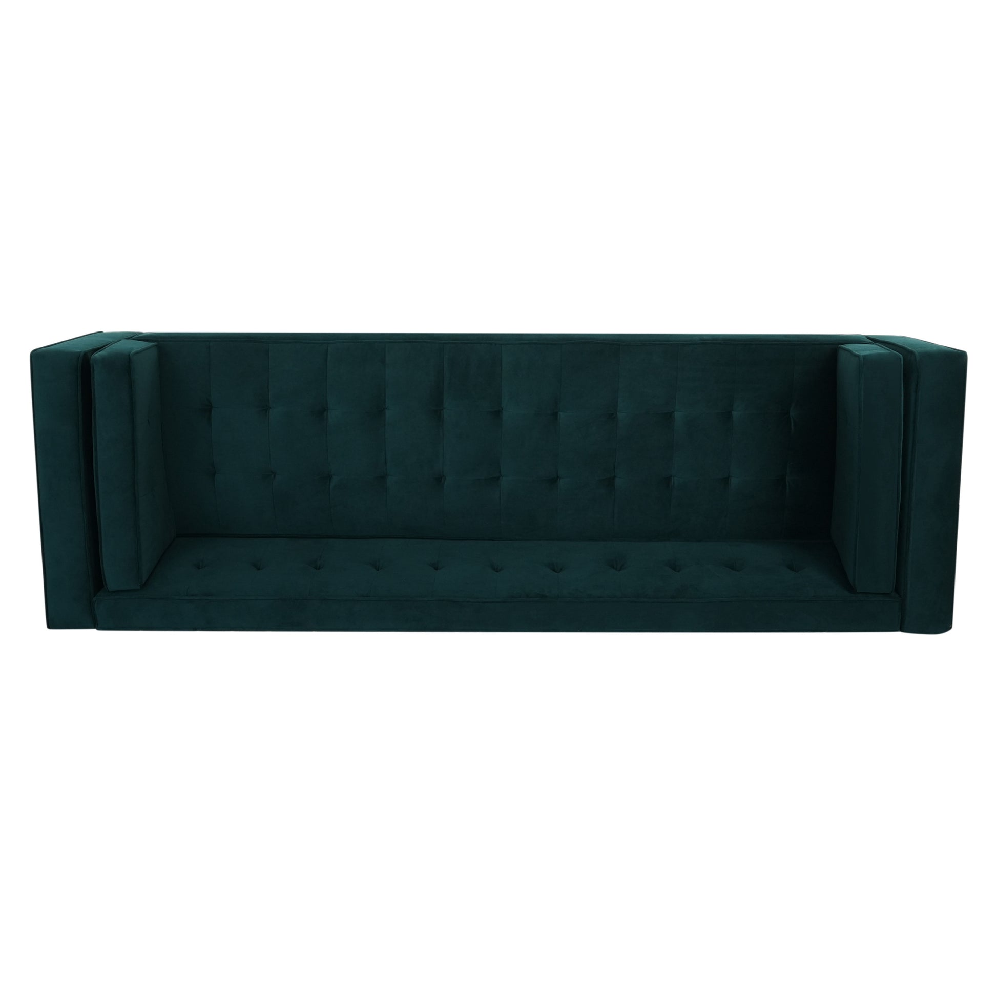 3 Seater Sofa, Upholstered Tufted Coach, Velvet Sofa, Green Frosty Green Velvet 3 Seat