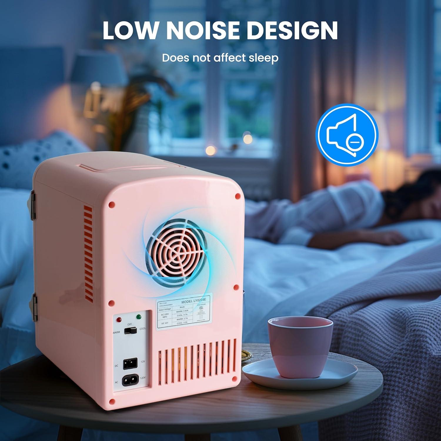 4L Portable Mini Fridge Warmer And Cooler Six 12Oz Cans Compact Refrigerator, 100% Freon Free & Eco Friendly, 4 L, Pink Pink Polypropylene