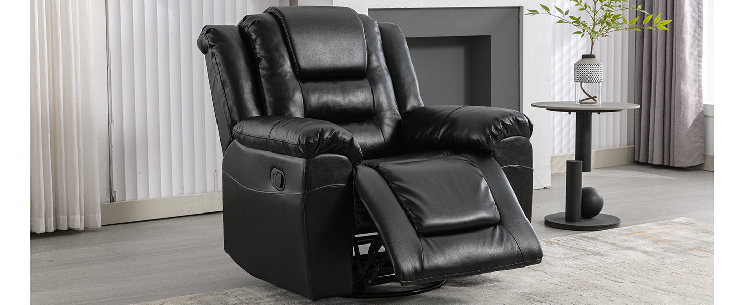 Home Theater Recliner Set Manual Recliner Chair With Wide Armrest, Two Built In Cup Holders For Living Room,Bedroom, Black Old Sku:Sg000760Aab Black Foam Pu Leather