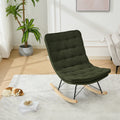 Lazy Rocking Chair,Comfortable Lounge Chair With Wide Backrest And Seat Wood Base, Upholstered Armless Rocker Chair For Living Room, Balcony,Bedroom And Patio Porch. Dark Green Cushion Iron Dark Green Primary Living Space Sponge Square Casual Rocking