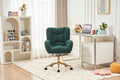 005 Teddy Fabric 360 Swivel Home Office Chair With Gold Metal Base And Universal Wheels,Green Solid Green Office Sponge Wipe Clean Modern Office Chairs Tufted Back Foam Swivel Teddy