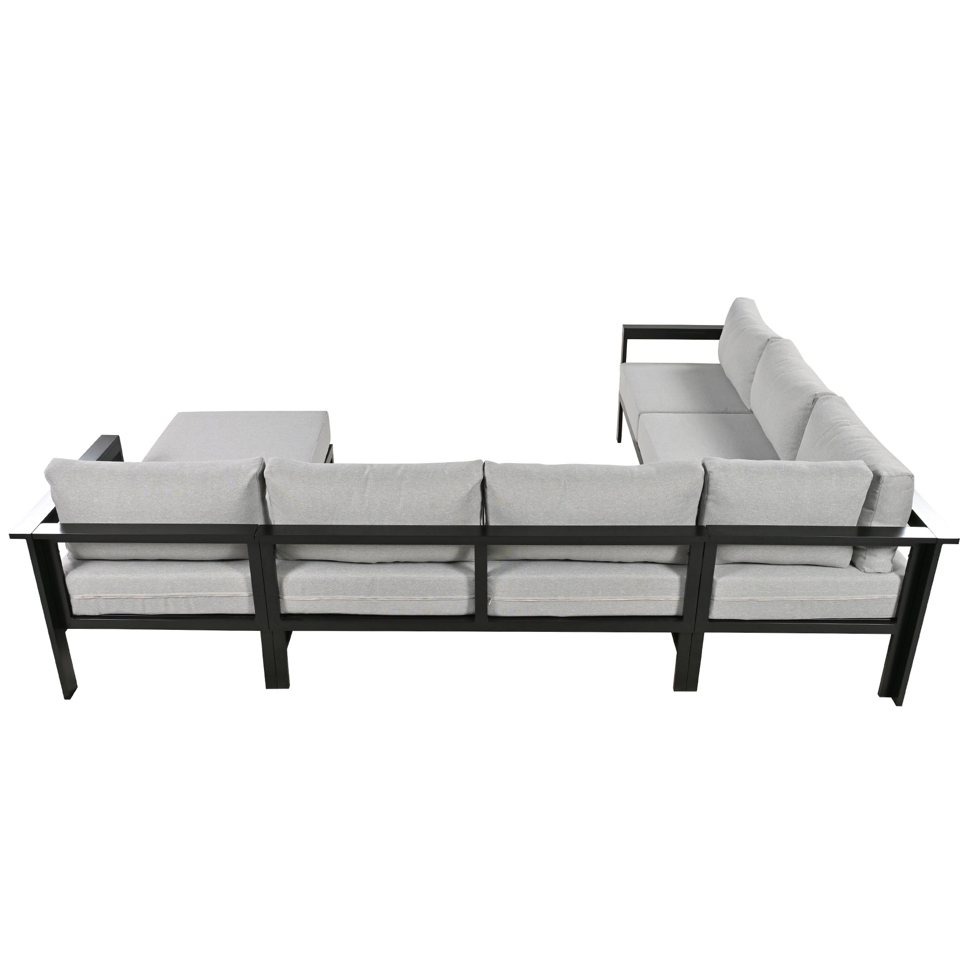 U Shaped Multi Person Outdoor Sofa Set, Suitable For Gardens, Backyards, And Balconies. Grey Seats 6 Aluminum