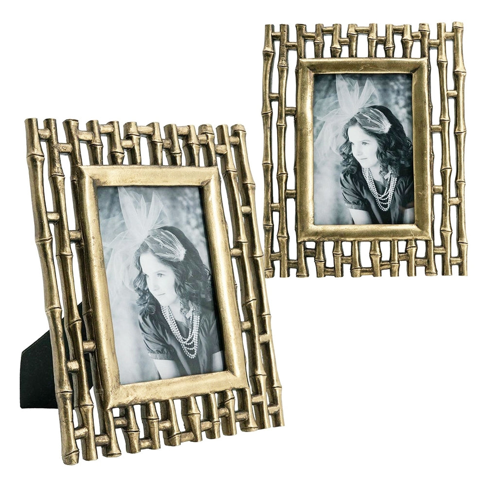 Set Of 2, 7.5X9.5" Gold Photo Frame, 4X6" Opening Gold Antique,Art Deco,Luxury,Retro,Vintage Resin