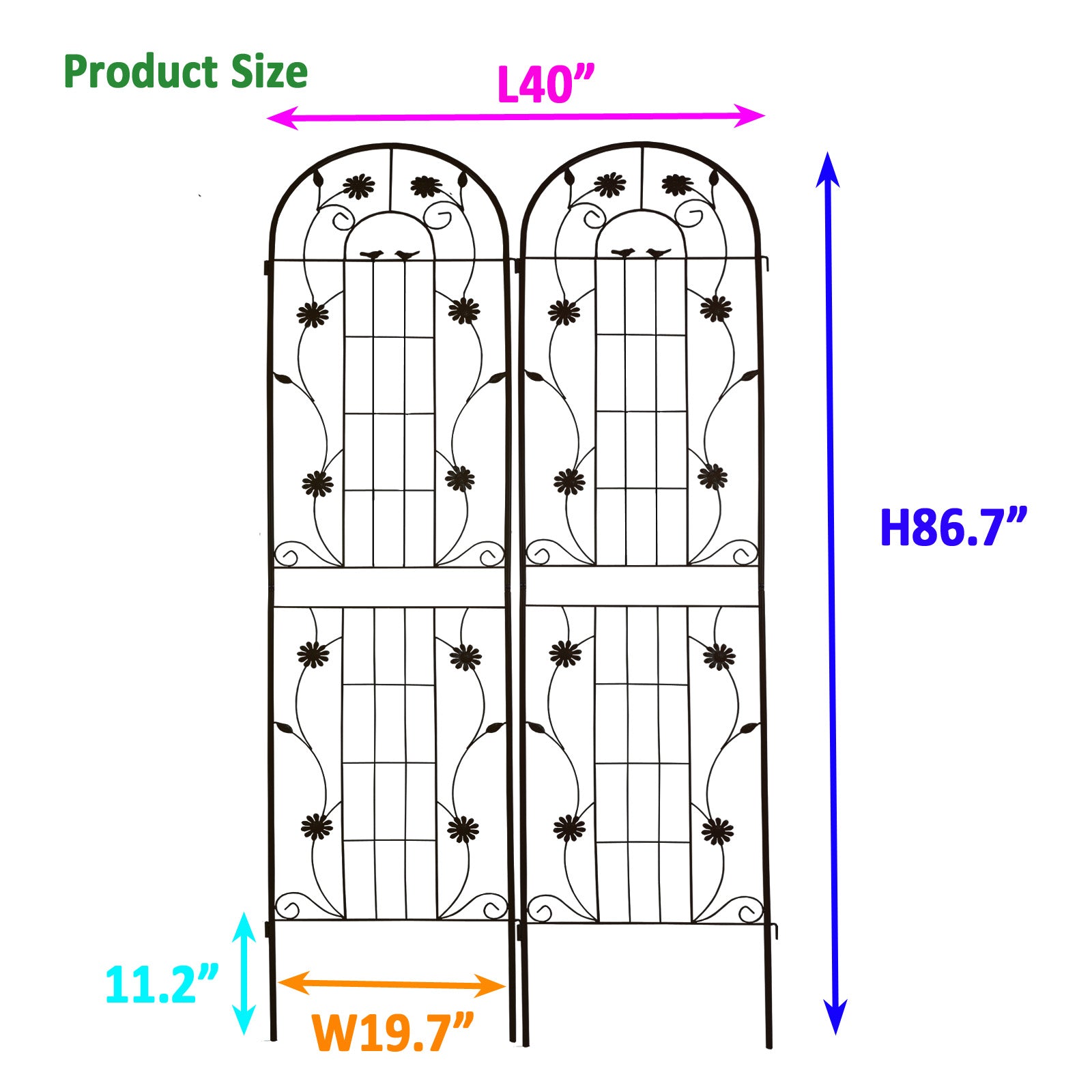 2 Pack Metal Garden Trellis 86.7" X 19.7" Rustproof Trellis For Climbing Plants Outdoor Flower Support Black Black Garden & Outdoor French Iron