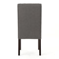 Dining Chair Dark Grey Wood Fabric