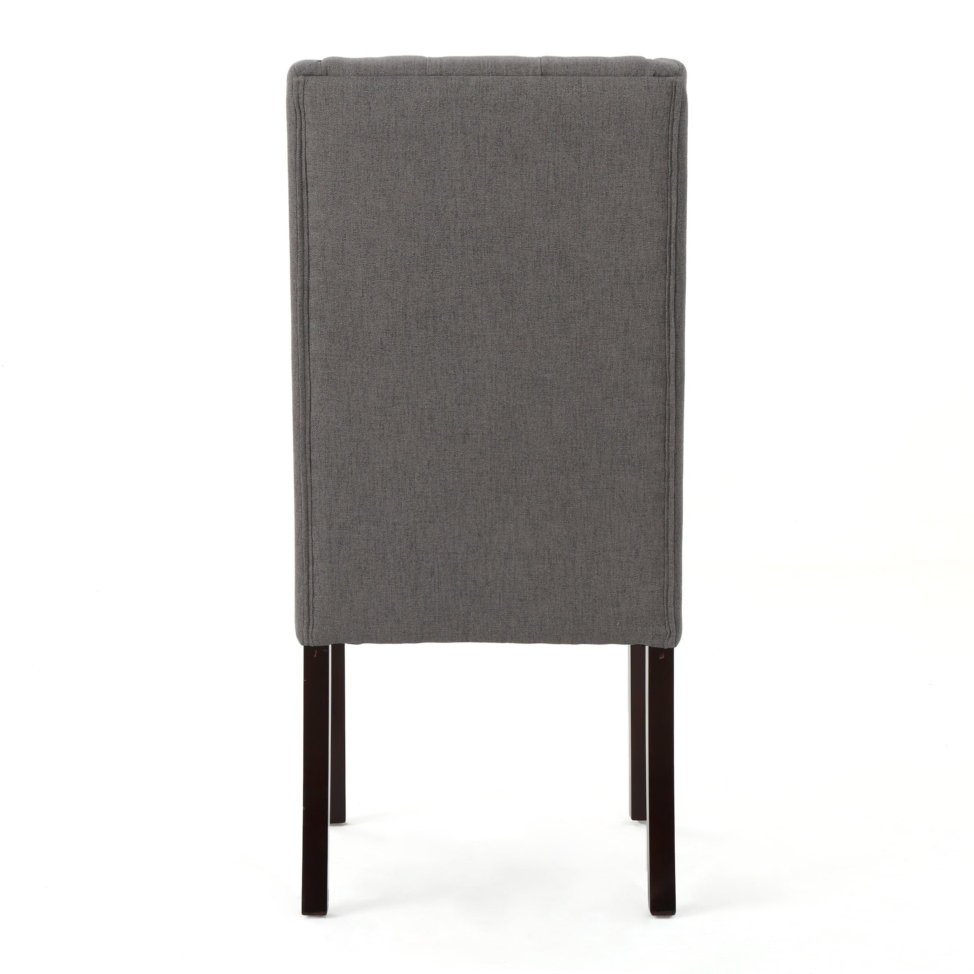 Dining Chair Dark Grey Wood Fabric